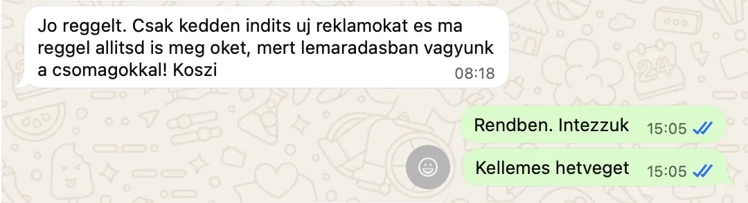 Webshop ügyfelem Facebook és Instagram hirdetéseinek eredménye